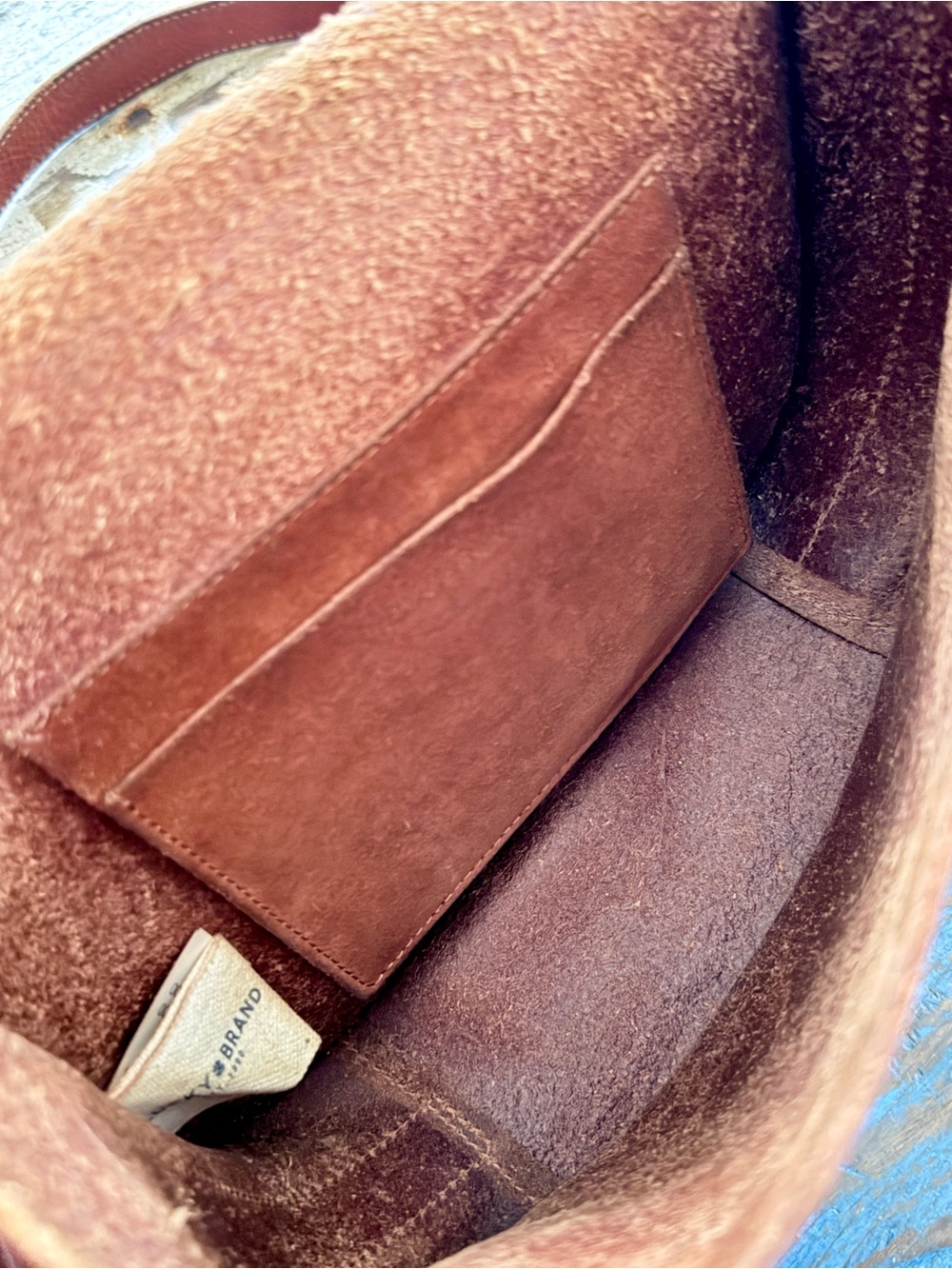 Lucky Brand Brown Leather Saddle Bag Crossbody Boho Purse - Picture 6 of 9